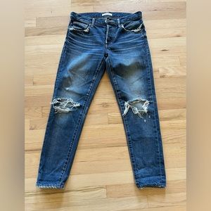 Moussy Denim Distressed Skinny Leg Jean